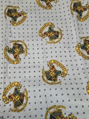 Harry Potter Hogwarts Crest Flannel Fabric 1 Yard Camelot Gray Draco